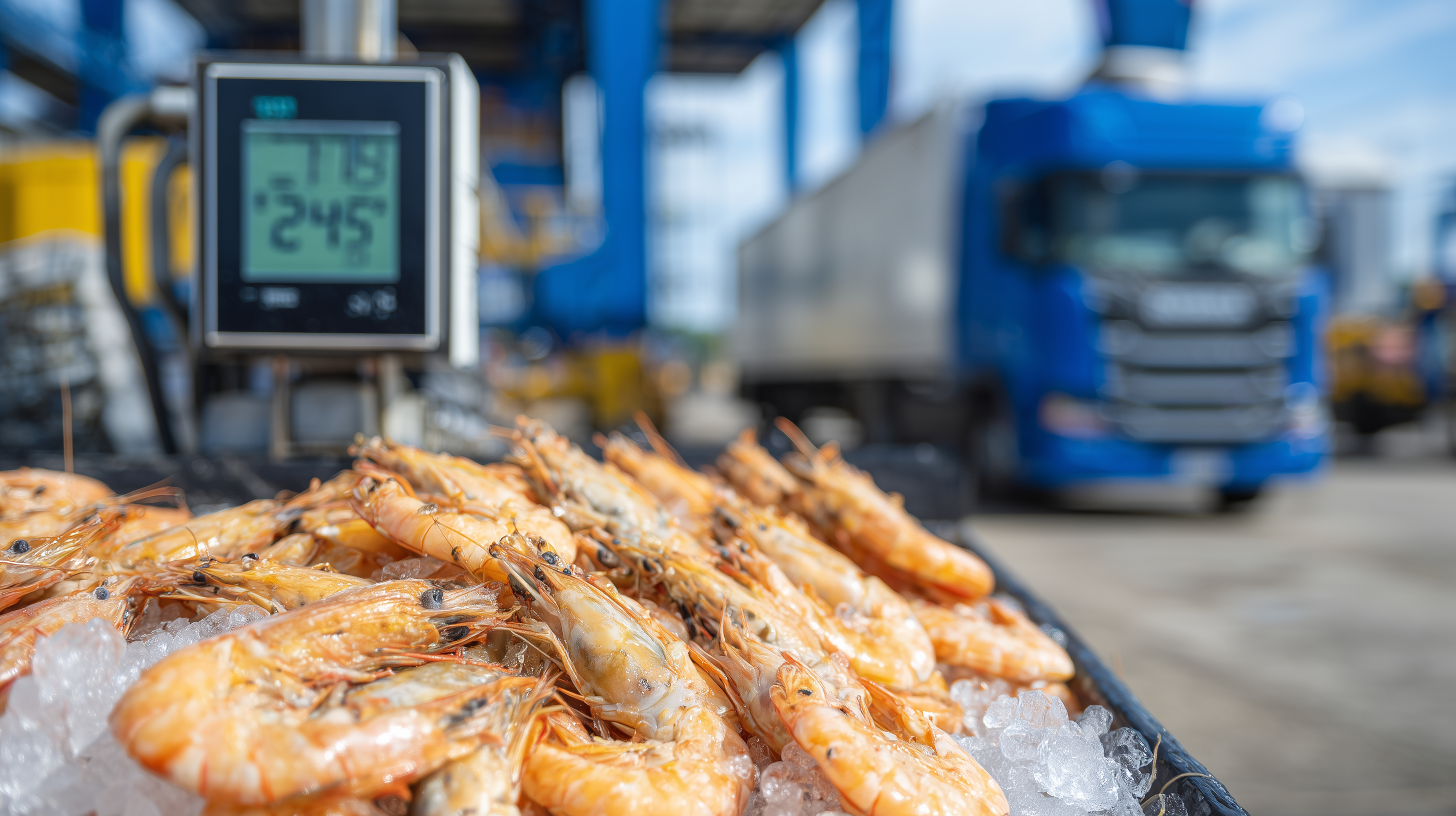 Refrigerated truck transporting fresh meat across Europe